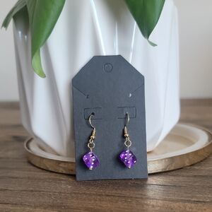 Elegant Purple Dice Earrings